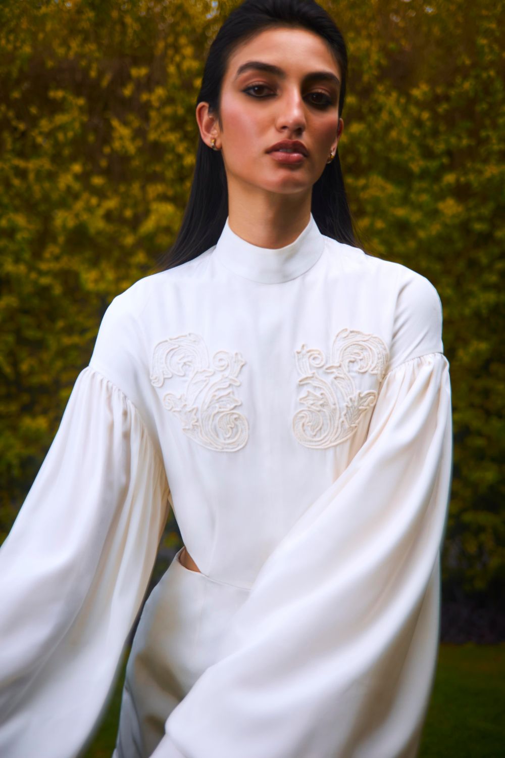 Hand Embroidered Silk Crêpe Playsuit