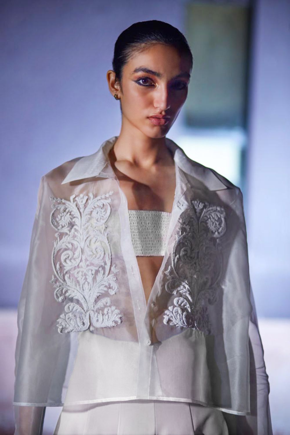 Hand Embroidered Silk Organza Shirt