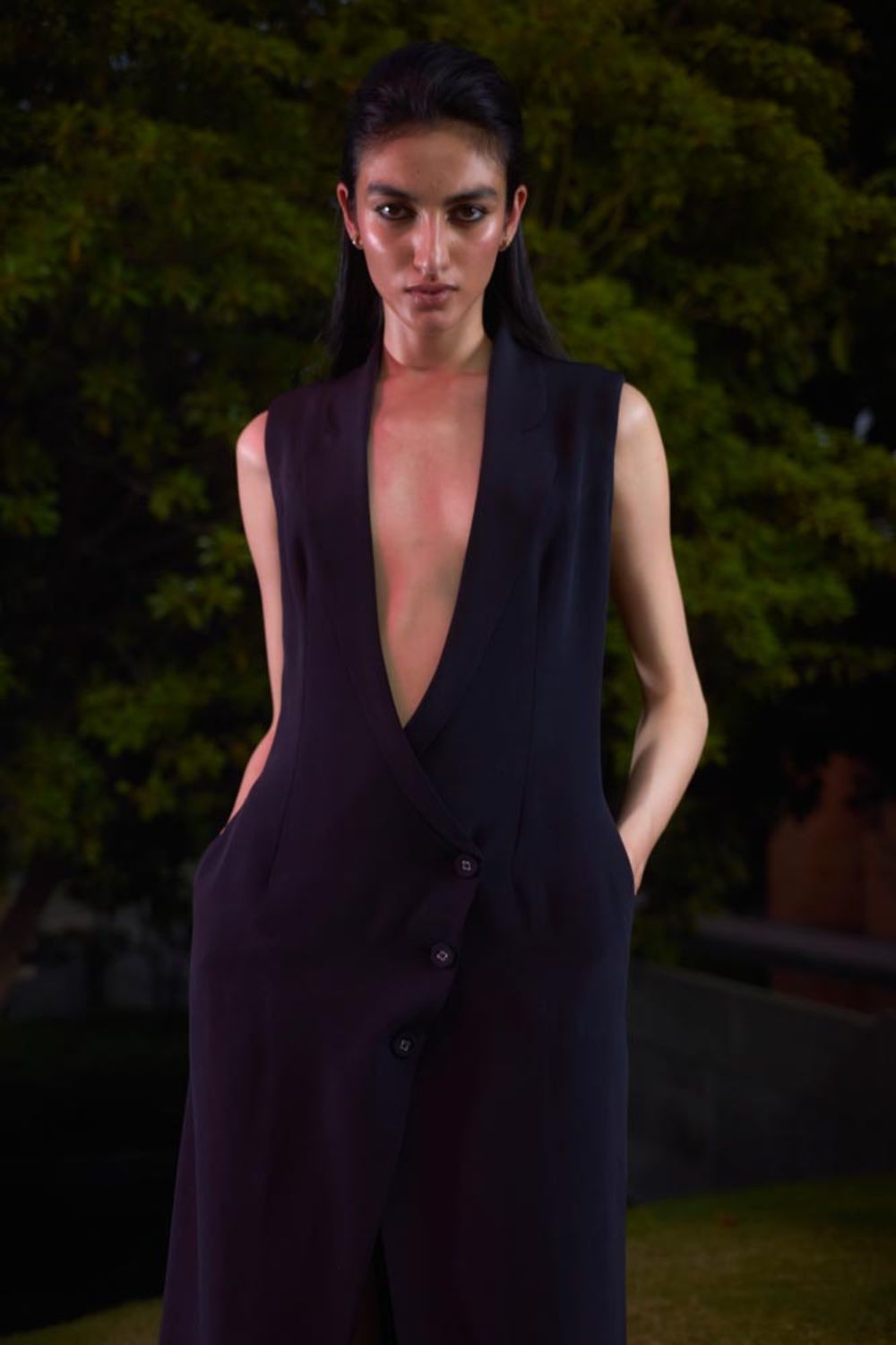 Sleeveless Crêpe Blazer Dress