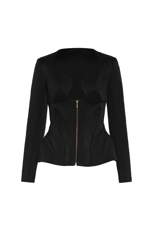 Quilted Silk Satin Corset Blazer