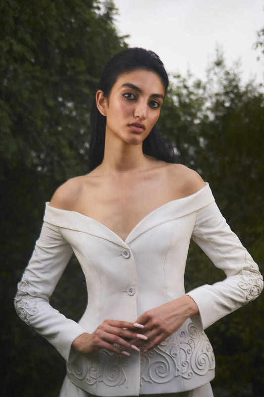 Hand Embroidered Shaped Blazer